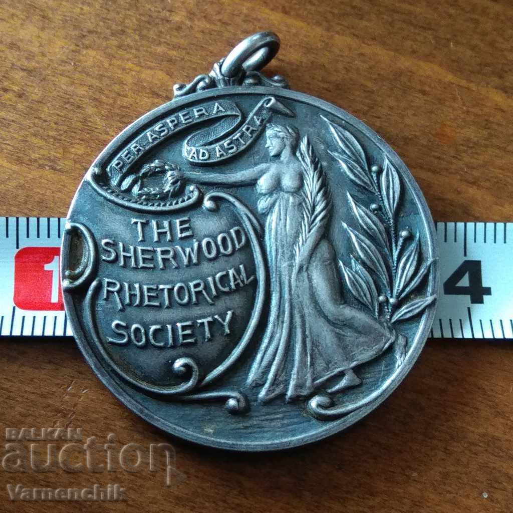 Rare English medal with monogram SILVER - 5