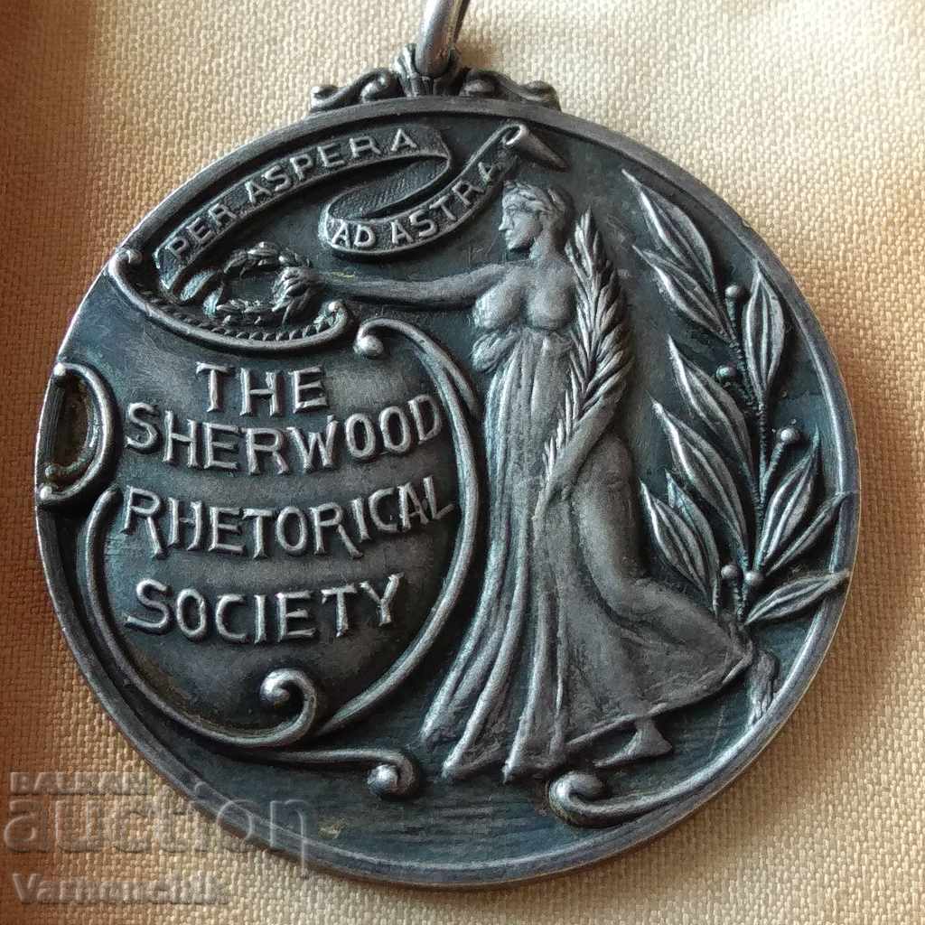 Rare English medal with monogram SILVER