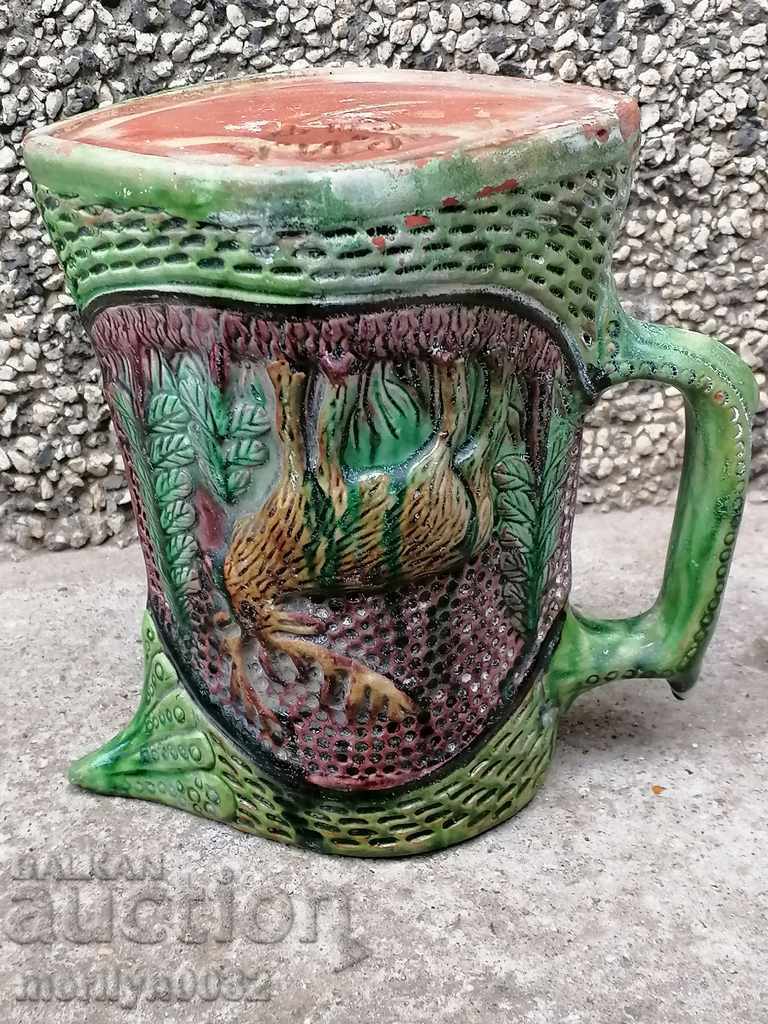 Auction  Relief Trojan jug, pottery, bas-relief, late 19th century