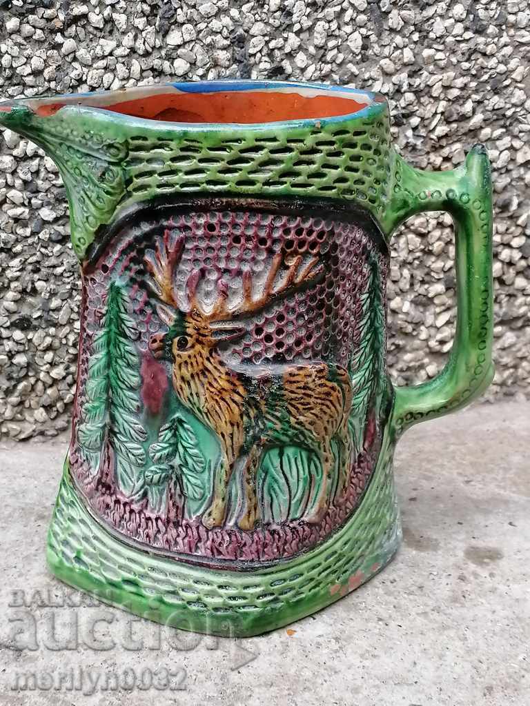 Relief Trojan jug, pottery, bas-relief, late 19th century