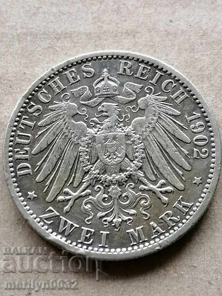 Coin 2 stamps 1902 Germany silver
