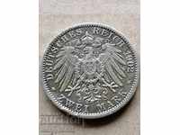 Monedă 2 timbre 1902 Germania argint