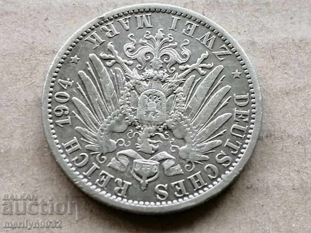 Coin 2 marks 1904 Germany silver - 7 Coin 2 marks 1904 Germany silver - 7