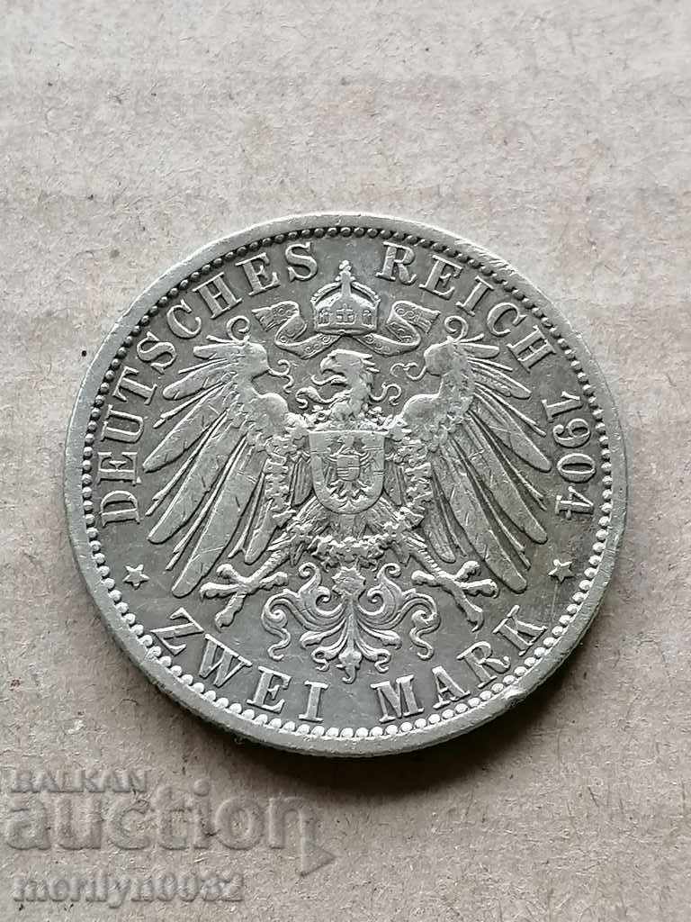 Coin 2 marks 1904 Germany silver Coin 2 marks 1904 Germany silver