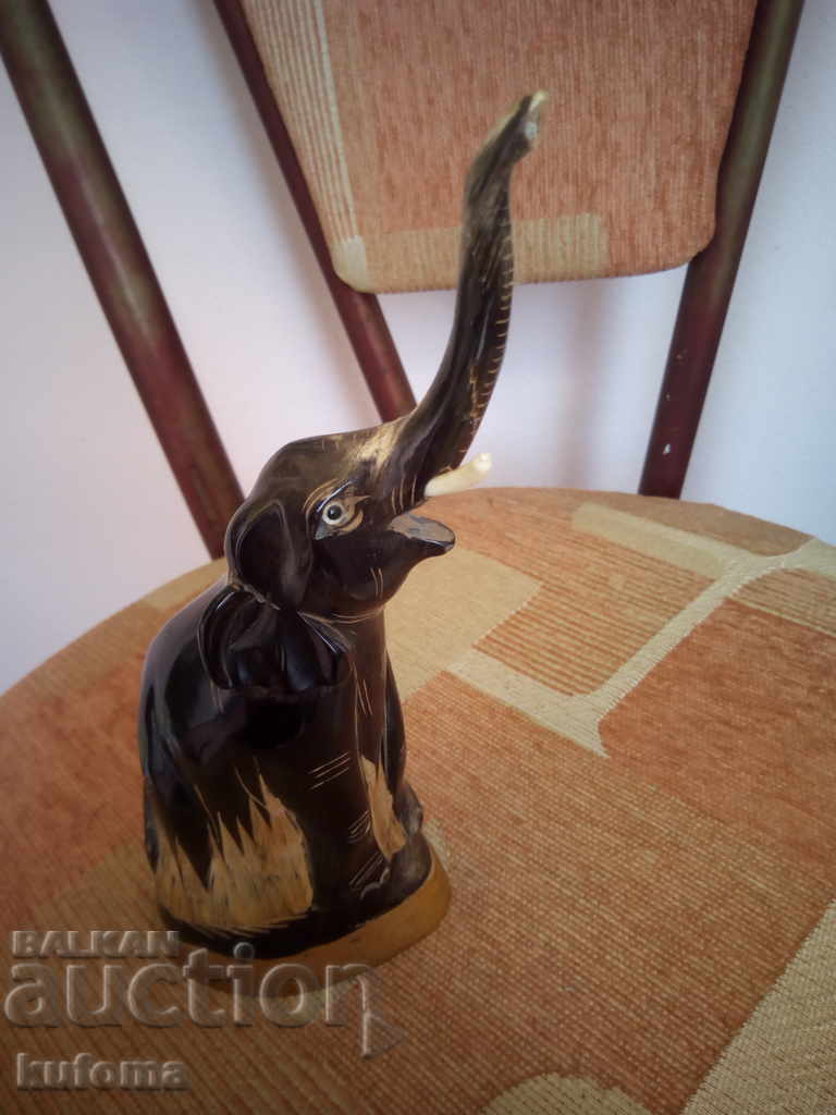 Elephant statuette made of buffalo horn
