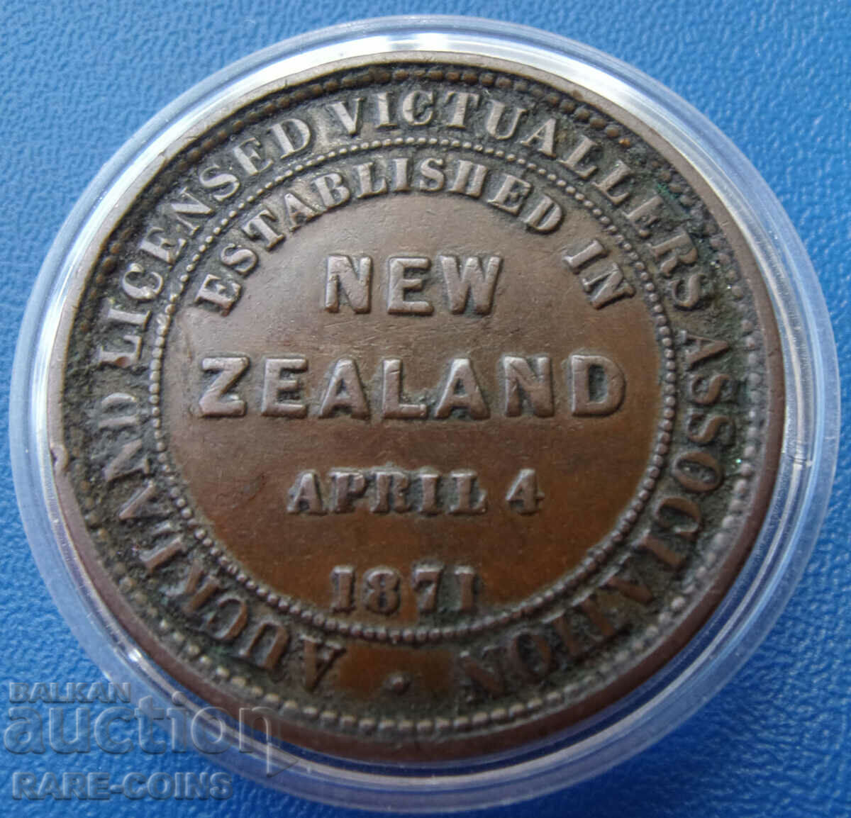 Mova Zealand 1 Penny 1871 Very Rare Original