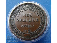 Mova Zealand 1 Penny 1871 Foarte Rar Original