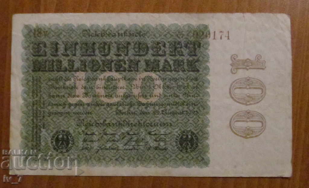 100 MILLION MARKS 1923, GERMANY