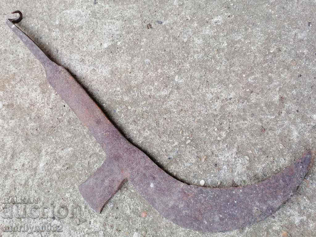 An old hand-forged hammer with primitive engravings, wrought iron - 5