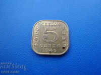 RS (23) British Ceylon 5 Cent 1945 UNC Rare