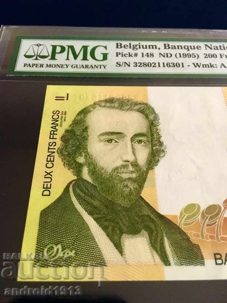 Auction BELGIUM - 200 FRANCS 1995, P148, UNC, PMG CERTIFIED Auction BELGIUM - 200 FRANCS 1995, P148, UNC, PMG CERTIFIED