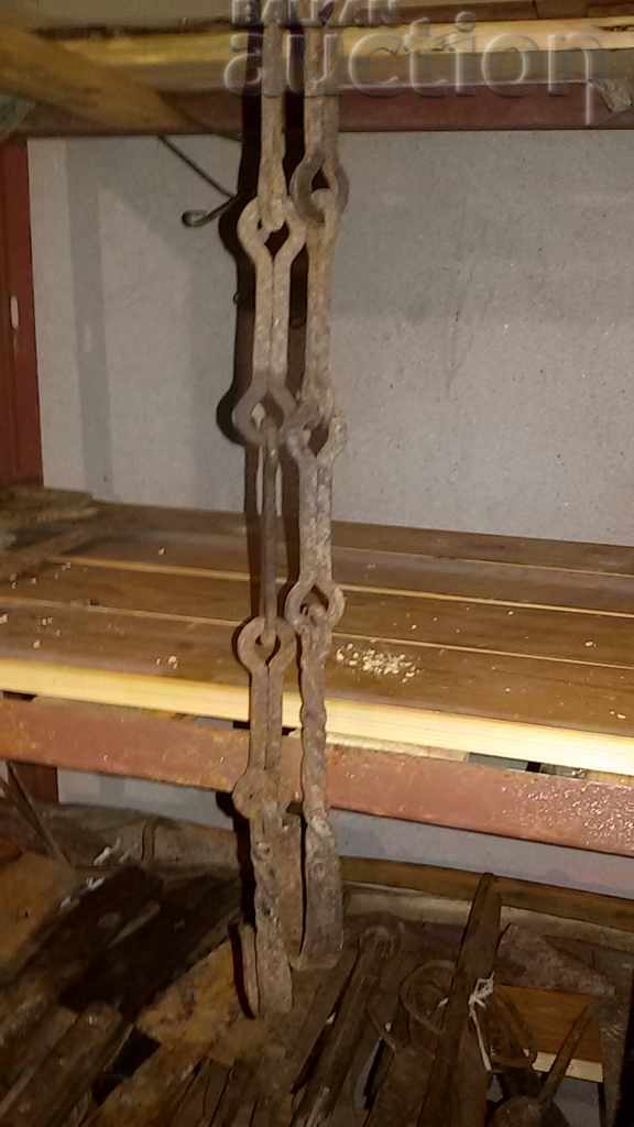 Old forged chain with hook, hearth for hearth chain hook with price 35.00 BGN | € 17.90 Old forged chain with hook, hearth for hearth chain hook with price 35.00 BGN | € 17.90