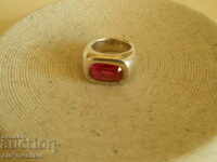 Дамски сребърен пръстен, ок. 35 гр.Сребро 925 с Рубин