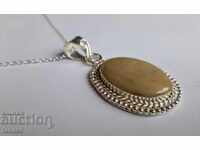 Colier artistic din jasp natural, medalion, pandantiv