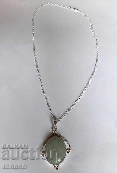Auction Necklace with natural opal, medallion, pendant Auction Necklace with natural opal, medallion, pendant