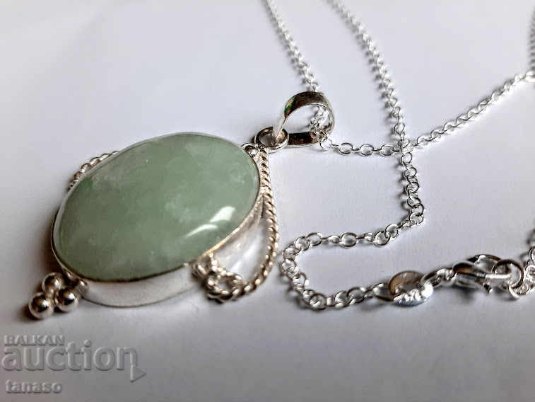 Necklace with natural opal, medallion, pendant