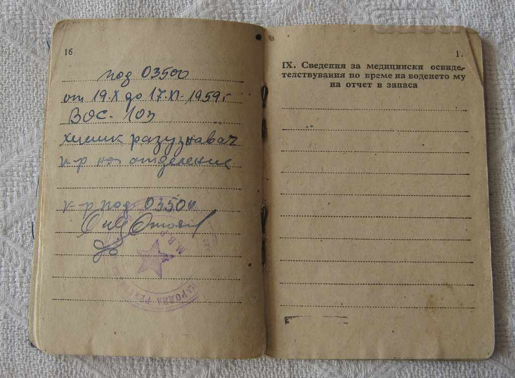 MILITARY RECORD BOOK CHEMIST-RECONNAISSANCE RESERVE 1950 MNO - 6 MILITARY RECORD BOOK CHEMIST-RECONNAISSANCE RESERVE 1950 MNO - 6