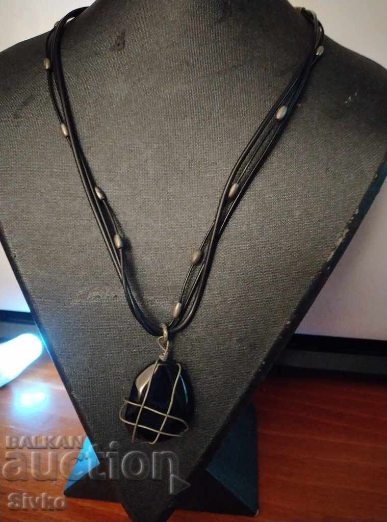 Necklace black stone necklace