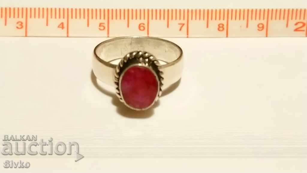 Ruby ring with silver plating