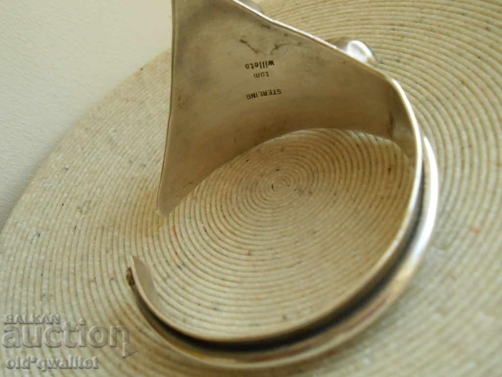 Delivery of Unique Silver Bracelet, Silver 925 and Turquoise, Tom Wiletto Delivery of Unique Silver Bracelet, Silver 925 and Turquoise, Tom Wiletto