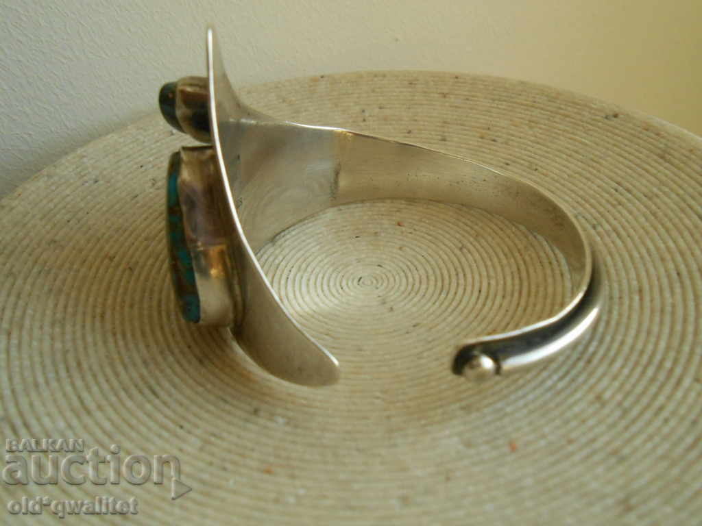 Unique Silver Bracelet, Silver 925 and Turquoise, Tom Wiletto - 7 Unique Silver Bracelet, Silver 925 and Turquoise, Tom Wiletto - 7