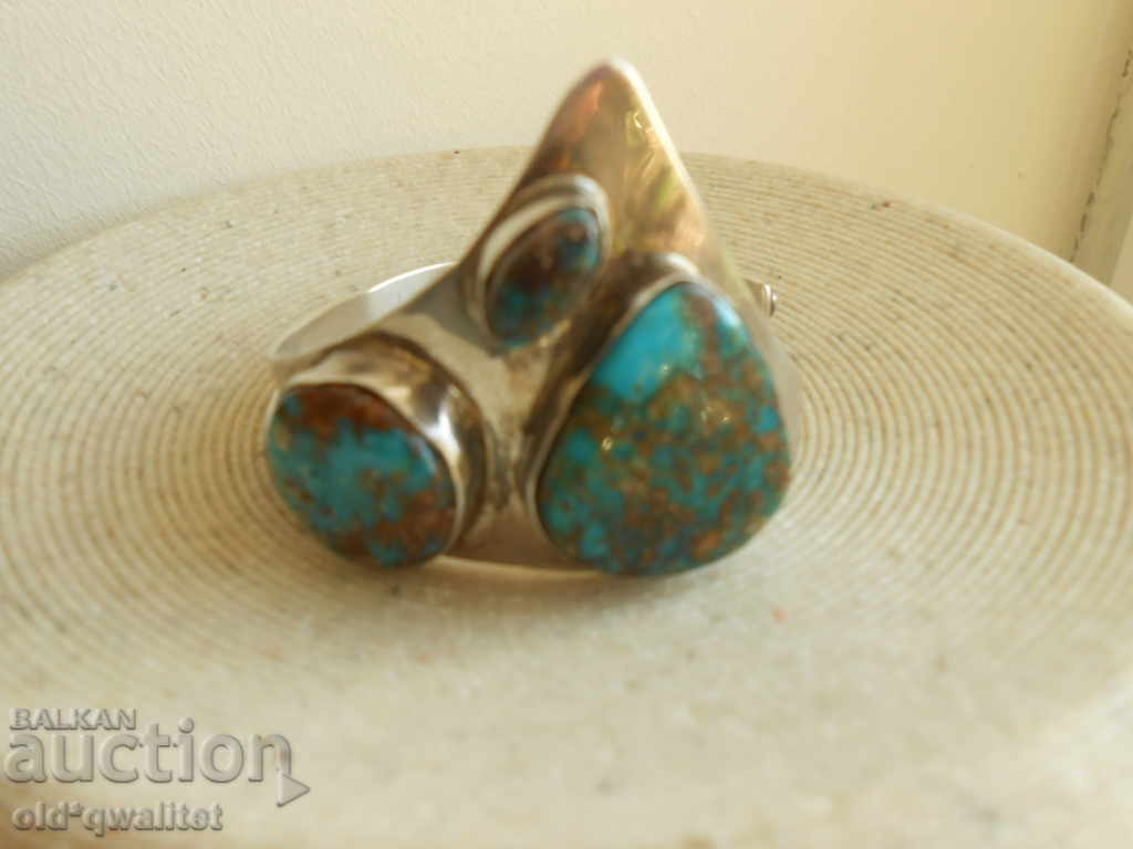 Unique Silver Bracelet, Silver 925 and Turquoise, Tom Wiletto Unique Silver Bracelet, Silver 925 and Turquoise, Tom Wiletto