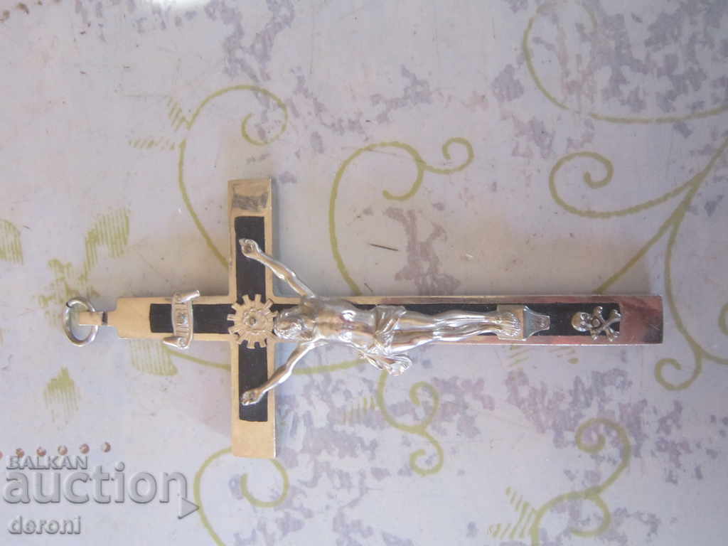 Auction  German religious cross crucifix wood and steel 1