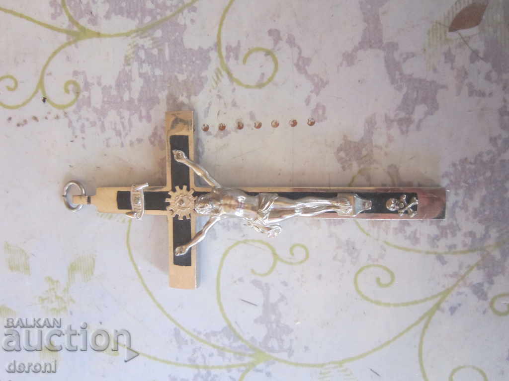 German religious cross crucifix wood and steel 1 - 6