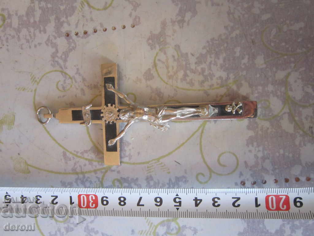 German religious cross crucifix wood and steel 2