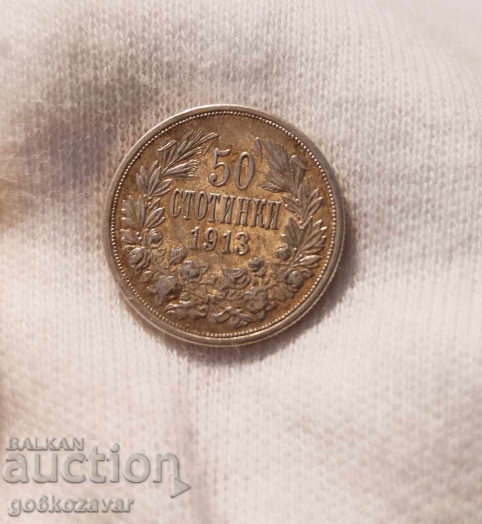 Bulgaria 50 cent 1913 silver. K#109