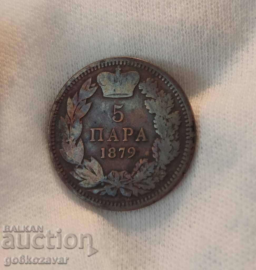 Serbia 5 perechi 1879 Monedă rară! K#110