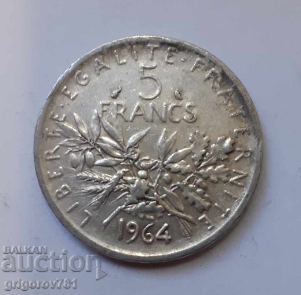 5 франка сребро Франция 1964 - сребърна монета