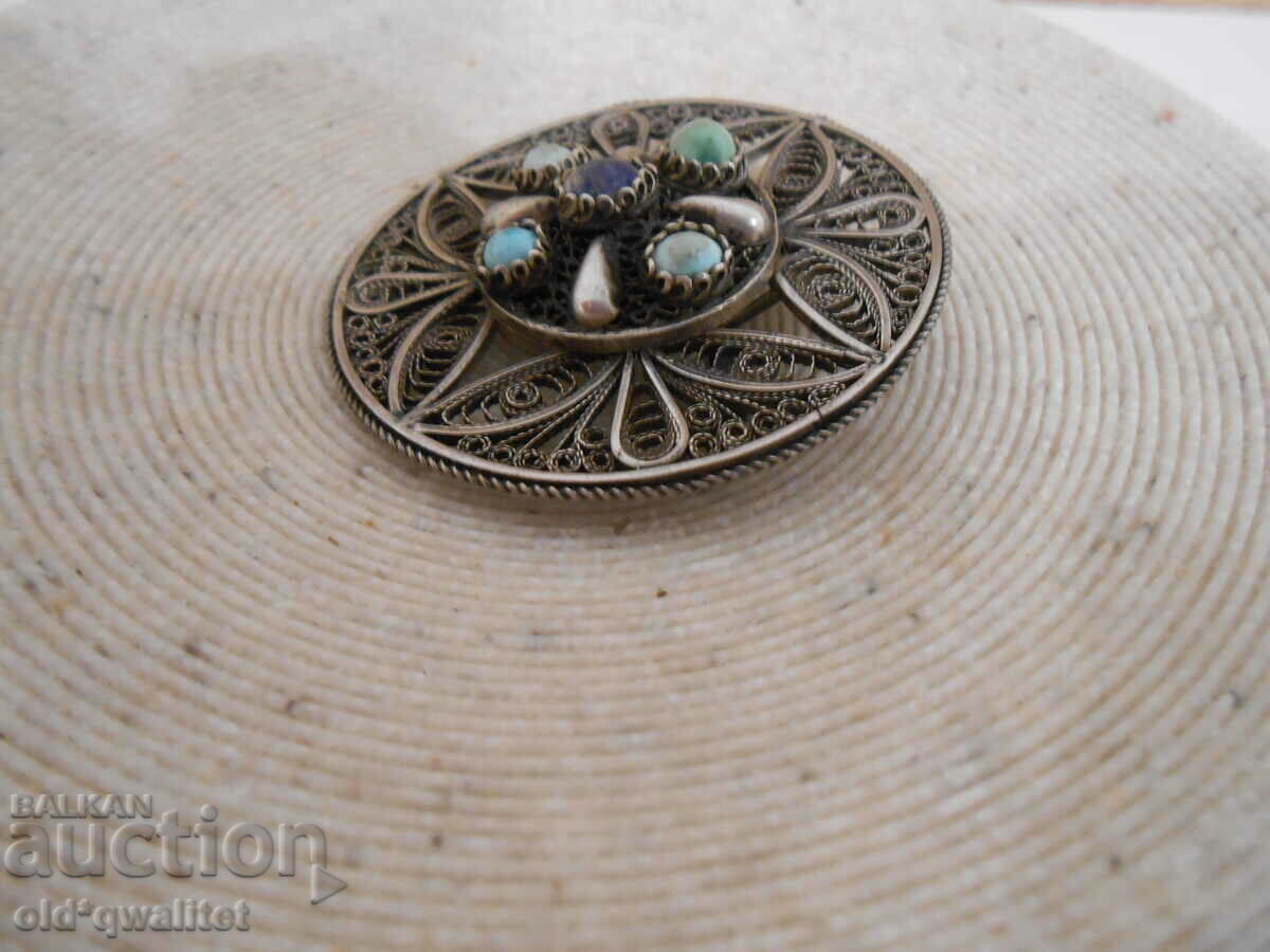 Auction Attractive old BROOCH with stones, filigree Auction Attractive old BROOCH with stones, filigree
