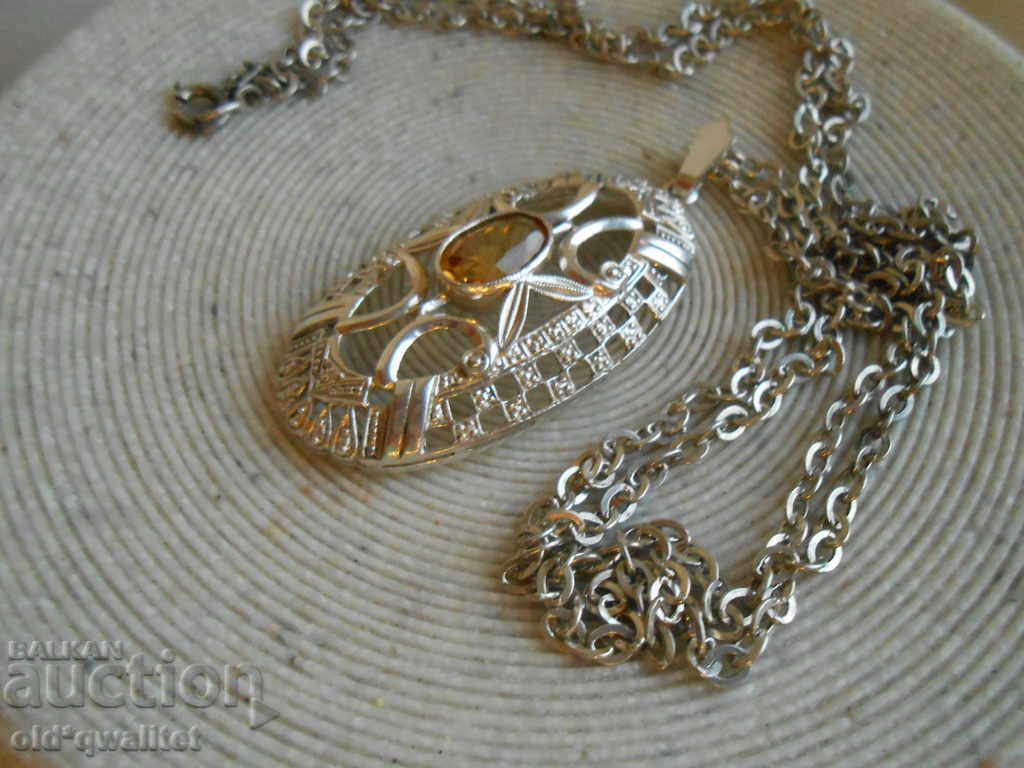 Auction Antique silver necklace with Citrine, splendor Auction Antique silver necklace with Citrine, splendor