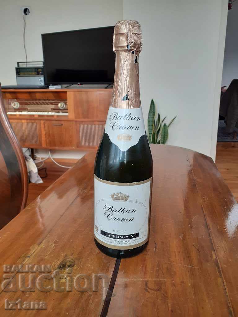 Old bottle of Balkan Crown champagne