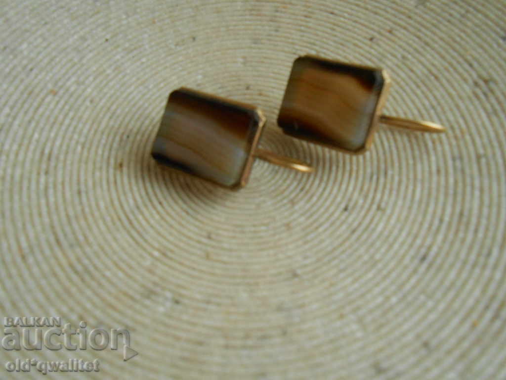 Silver Russian EARRINGS with AHAT, Silver 875, gilding, stamps with price 188.00 BGN | € 96.12 Silver Russian EARRINGS with AHAT, Silver 875, gilding, stamps with price 188.00 BGN | € 96.12