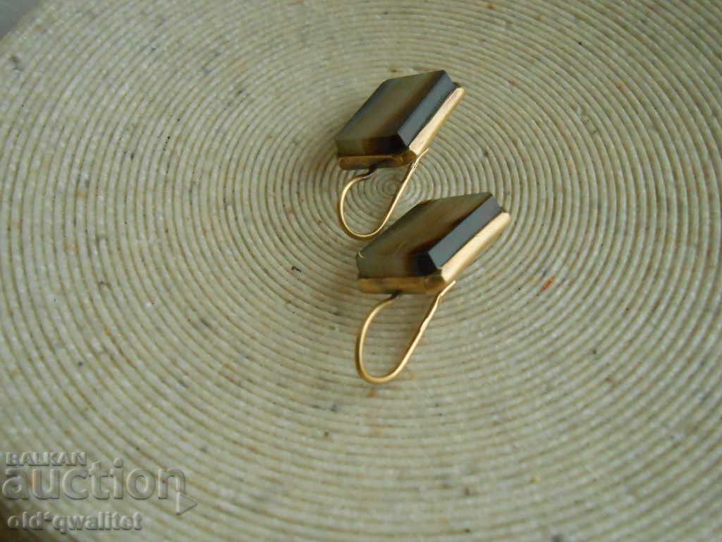 Auction Silver Russian EARRINGS with AHAT, Silver 875, gilding, stamps Auction Silver Russian EARRINGS with AHAT, Silver 875, gilding, stamps