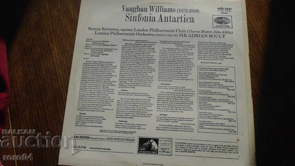 Delivery of Vaughan Williams - Antarctic Symphony Delivery of Vaughan Williams - Antarctic Symphony