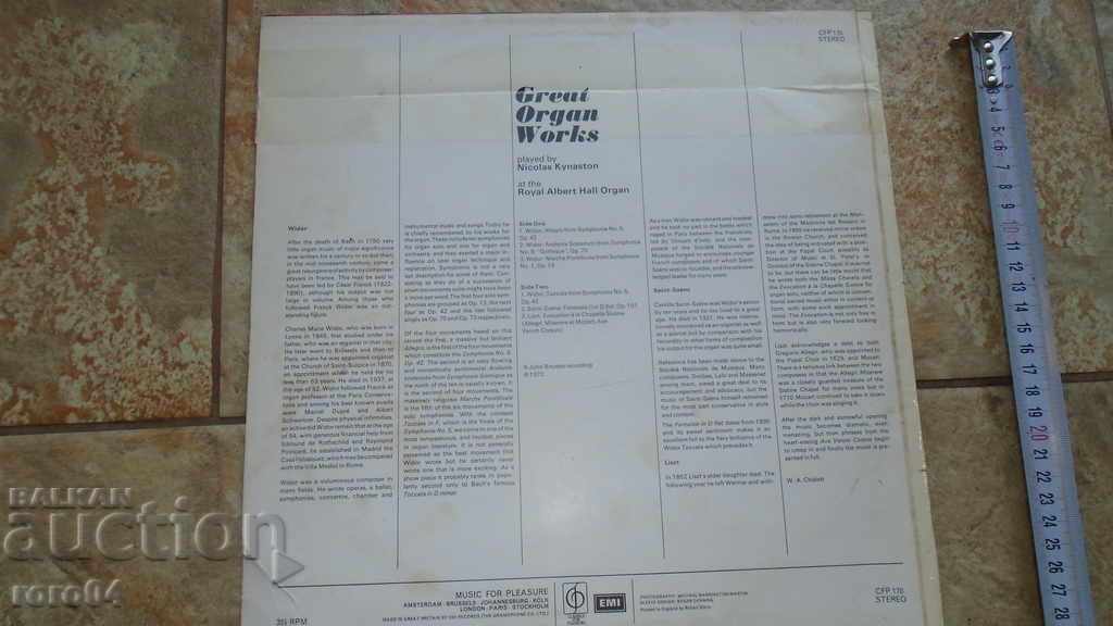 Auction Nicolas Kynaston - Great Organ Works Auction Nicolas Kynaston - Great Organ Works