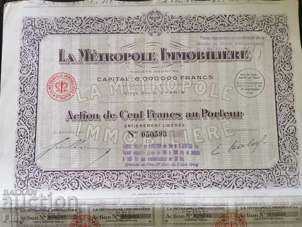 Action from France La Metropole Immobiliere 1928 with price 29.00 BGN | € 14.83 Action from France La Metropole Immobiliere 1928 with price 29.00 BGN | € 14.83