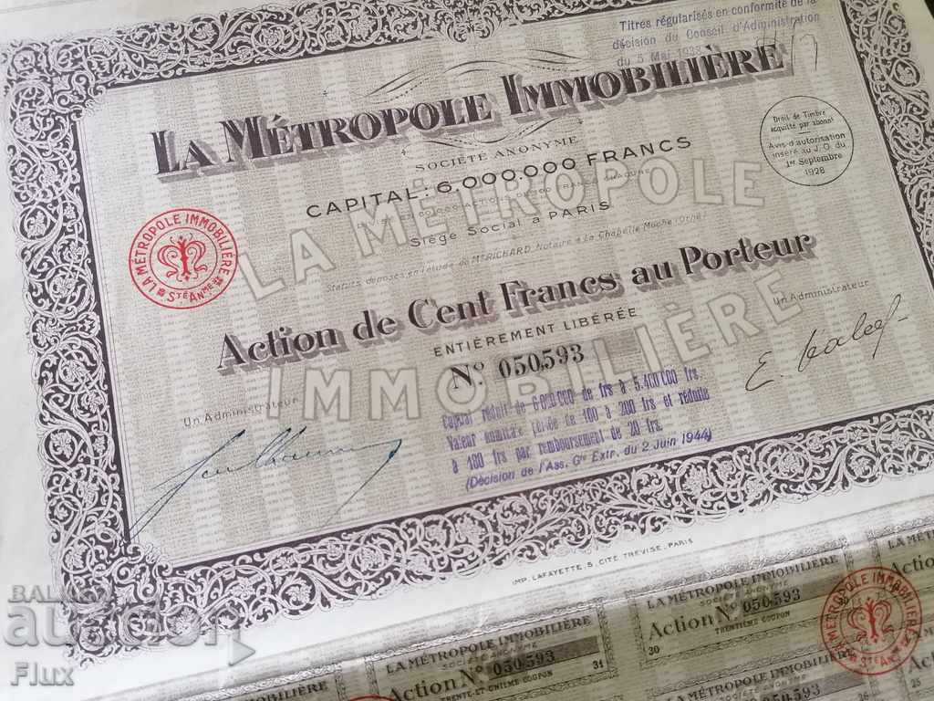 Delivery of Action from France La Metropole Immobiliere 1928 Delivery of Action from France La Metropole Immobiliere 1928