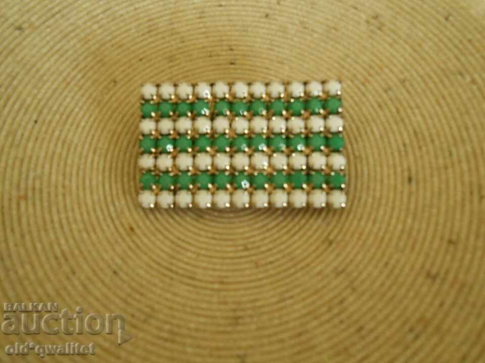 Attractive old BROOCH in white and green, approx. 60s