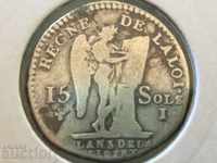 France 15 sols 1791 Limoges Louis XVI rare silver coin