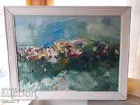 ΜΕΓΑΛΟΣ ΠΑΛΙΟΣ ΜΑΪΣΤΟΡΙΚΟΣ ΠΙΝΑΚΑΣ ΛΑΔΙ ΣΕ ΚΑΜΒΑ ΑΦΑΙΡΕΤΙΚΟ