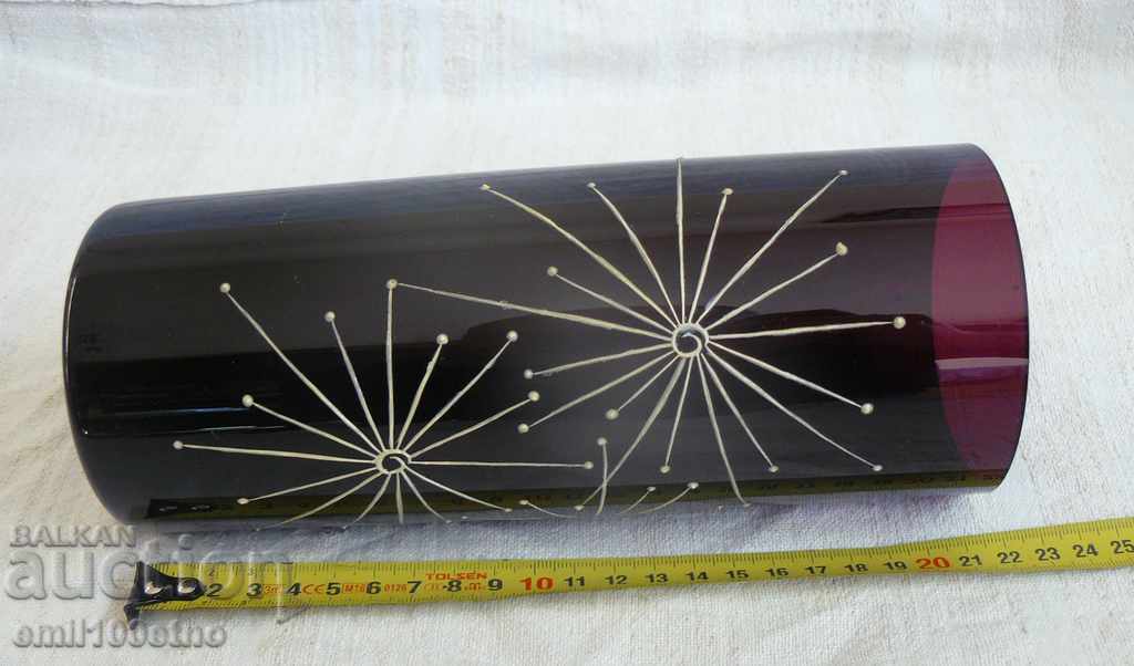 Vaza din sticlă mov cu decor în relief - 6 Vaza din sticlă mov cu decor în relief - 6