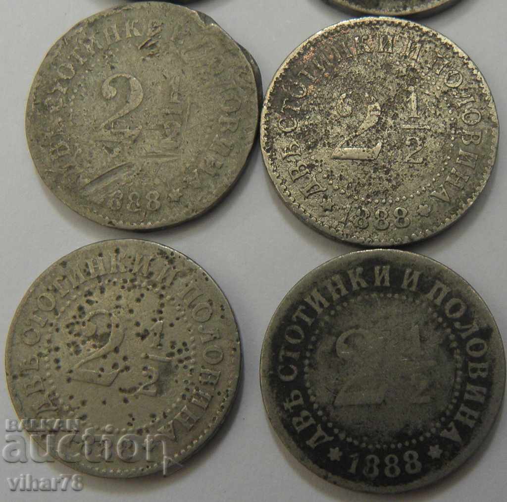 Auction LOT OF 10 pieces - two and a half stotinki 2 and 1/2 1888 Auction LOT OF 10 pieces - two and a half stotinki 2 and 1/2 1888