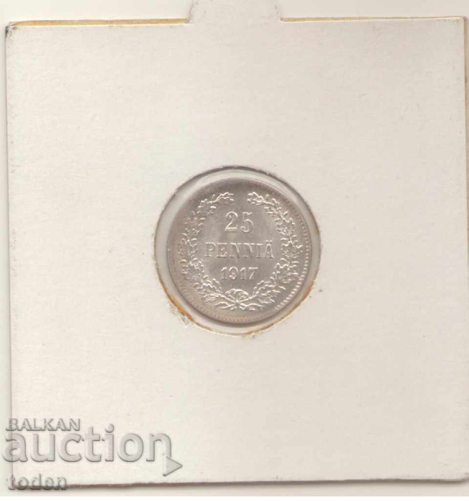 Аукцион Finland-25 Penniä-1917-KM#19-Nikolai II,without crown-Silver Аукцион Finland-25 Penniä-1917-KM#19-Nikolai II,without crown-Silver