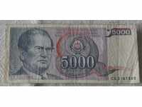 YUGOSLAVIA BANKNOTE 1985 5000 DINARS