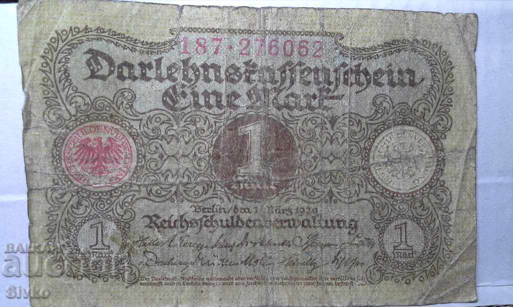 Банкнота Германия 1 марка 1920 - 2