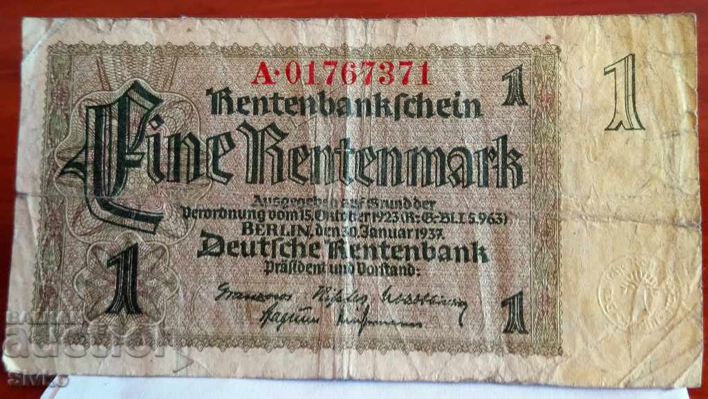 Банкнота Германия 1 рентна марка 1923